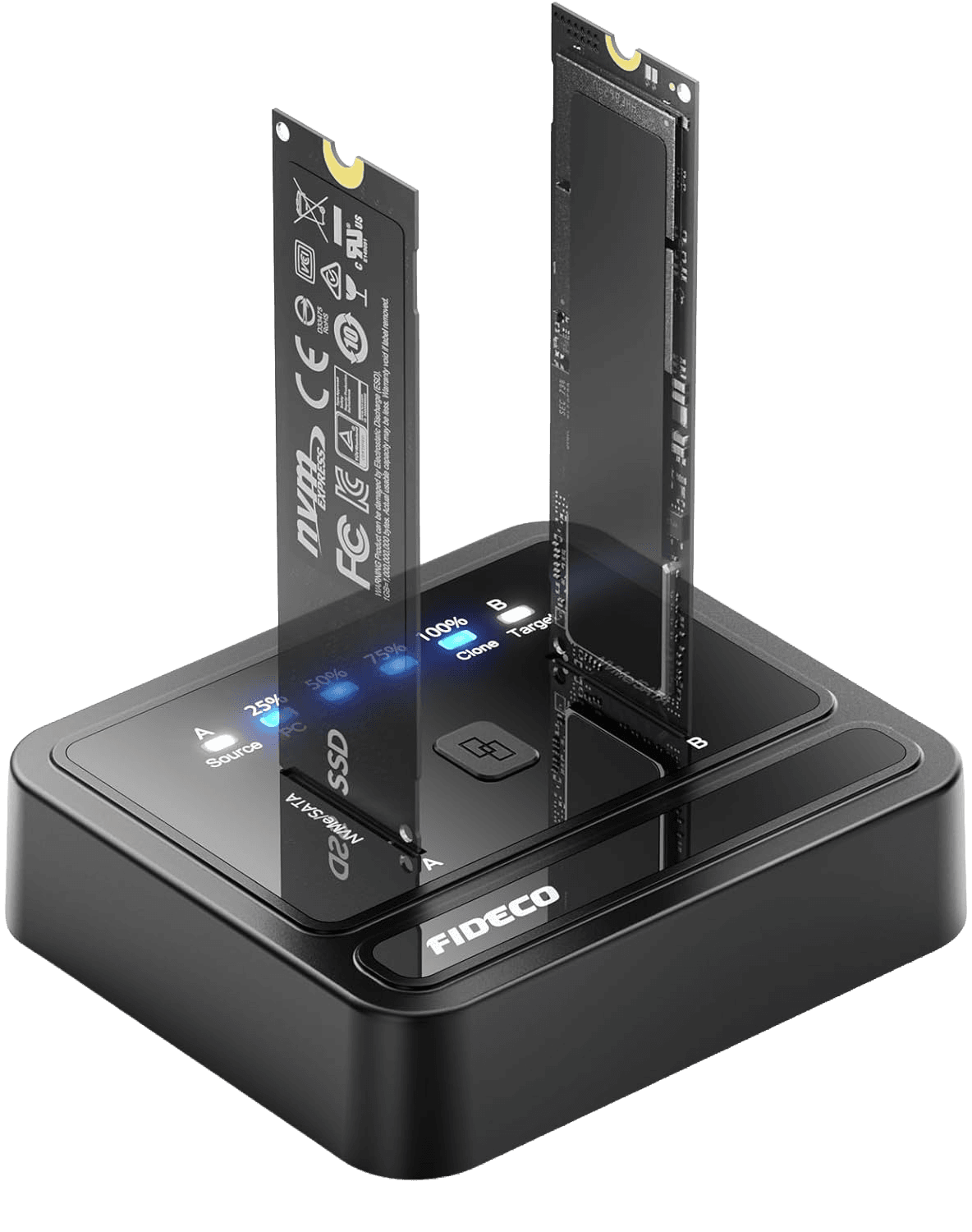 FIDECO M.2  NVMe SATA SSD Cloner Dock view 1