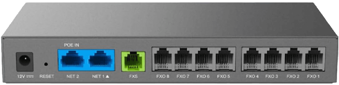Grandstream HT881, 8 FXO, 1 FXS, 2 GigE PoE NAT Router view 2