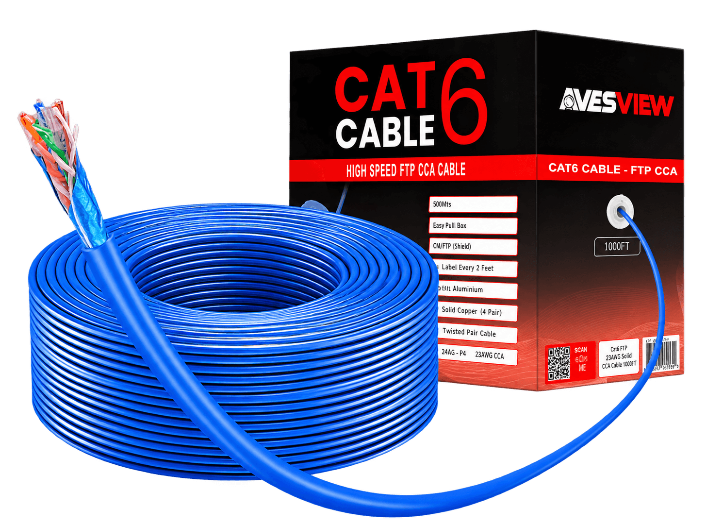 AvesView Cat6 Indoor Shielded Ethernet Cable