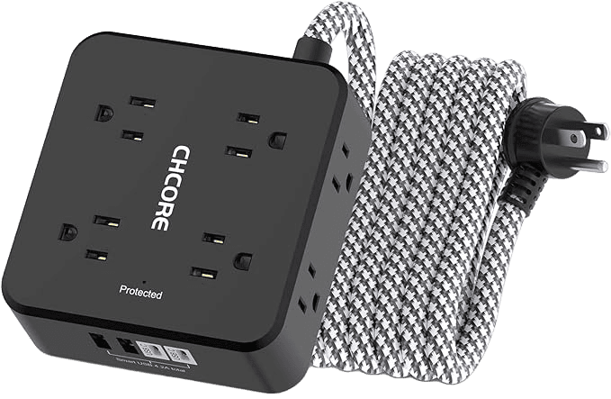 Chcore 8 Outlets 2 USB A +2 USB C Ports Power Strip Black 5FT