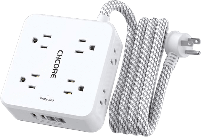 Chcore 8 Outlets 2 USB A +2 USB C Ports Power Strip White 10FT