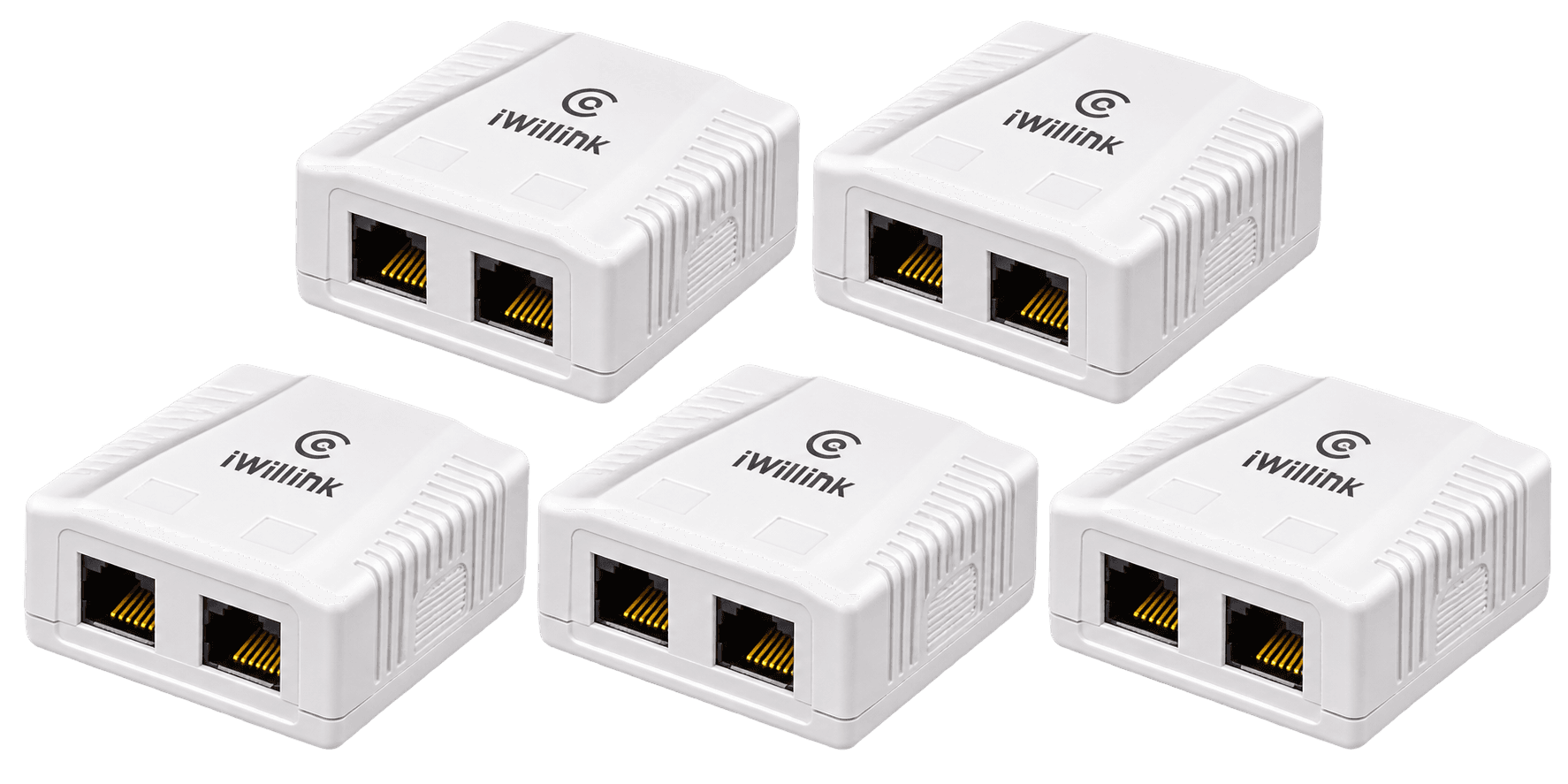 iWillink Ethernet Mount Outlet Box 2-Port 5-Pack