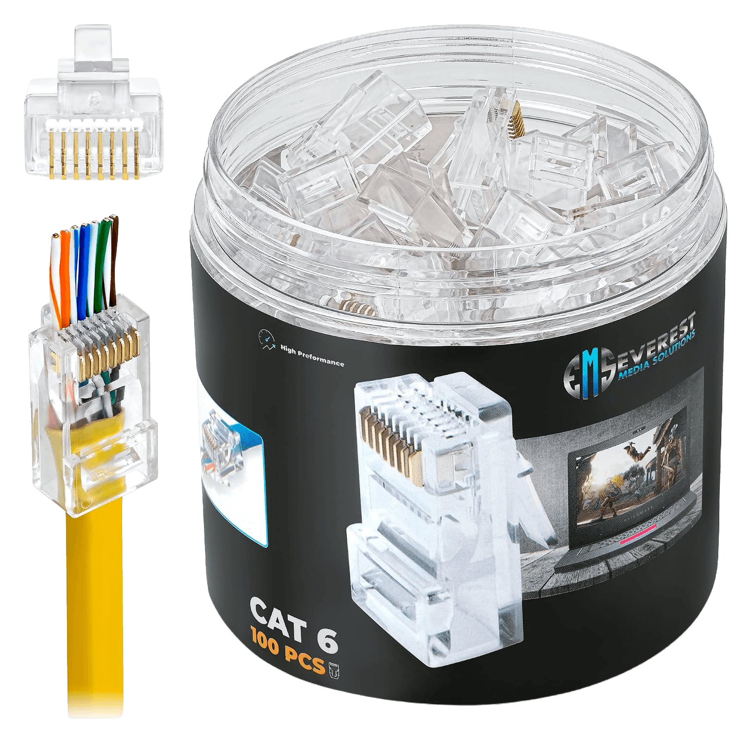 Everest RJ-45 Cat6 Pass Through 100pc