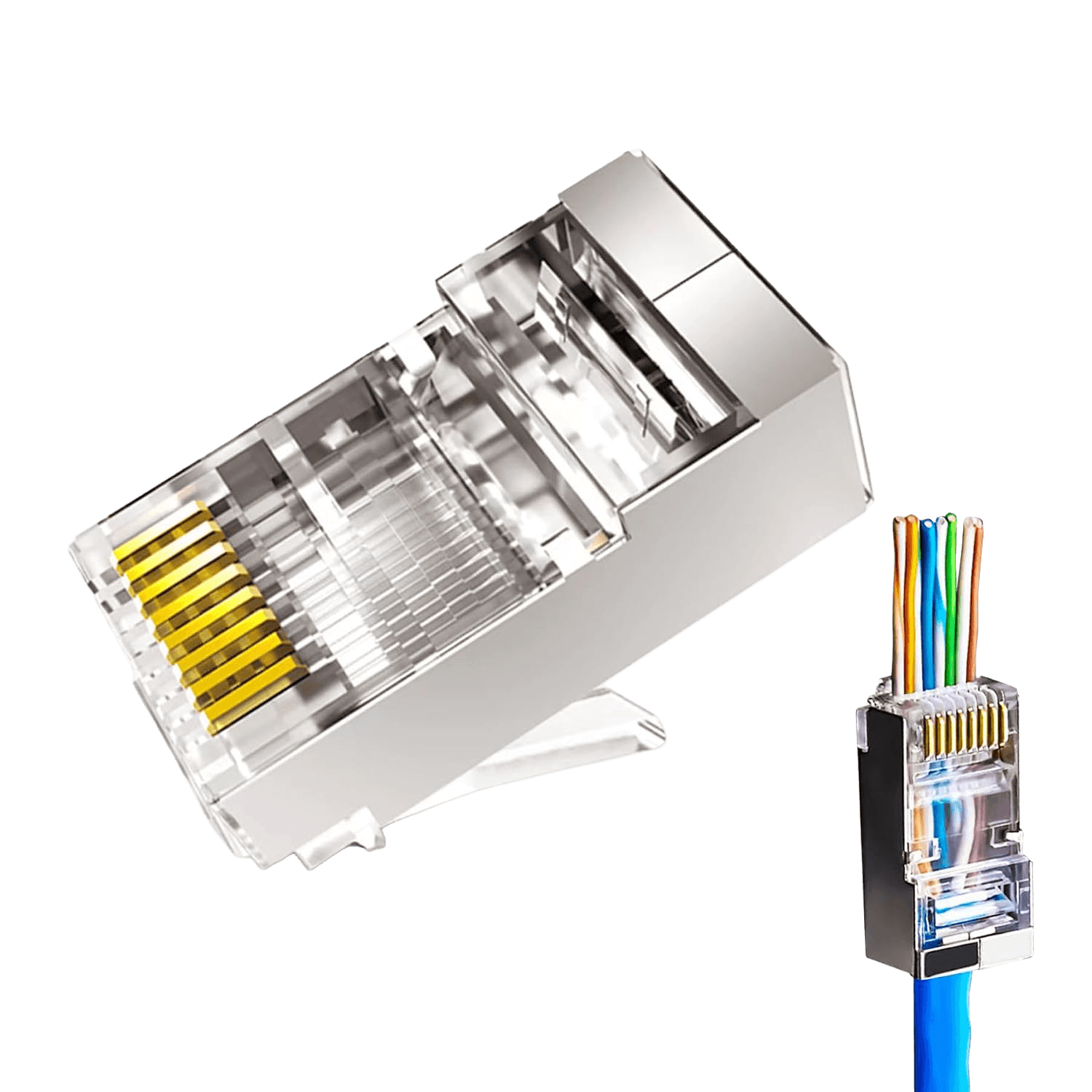 EZYUMM 20-Pack Pass Through Cat6 Shielded RJ45 Connectors
